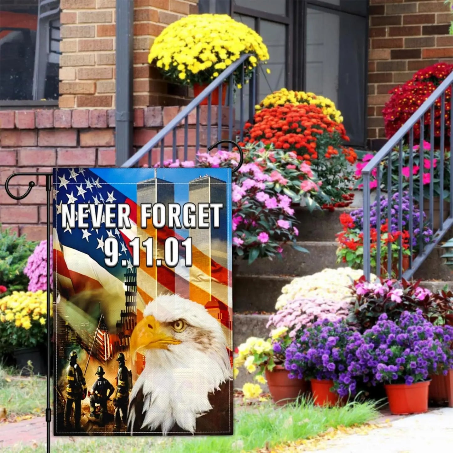 9/11 Never Forget Eagle Memorial Flag - Patriotic American Bald Eagle Flag