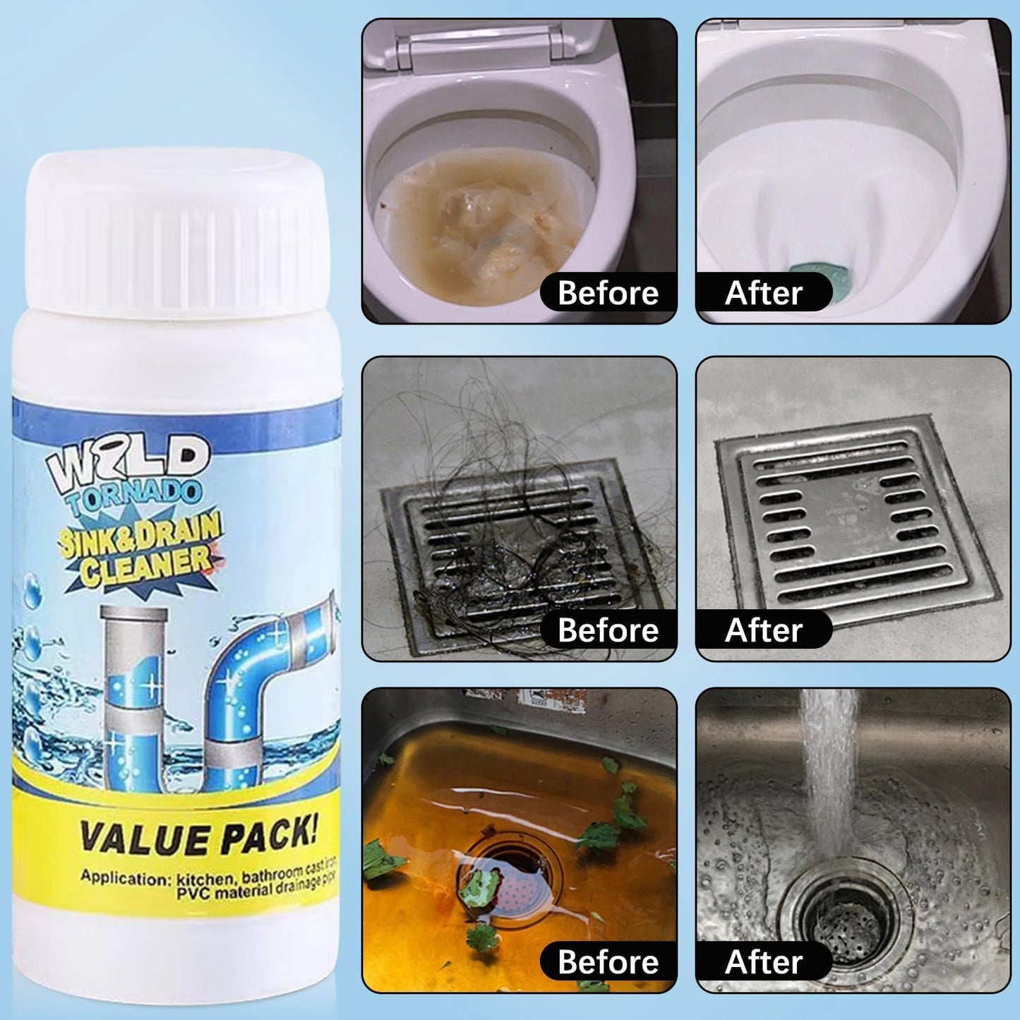 Wild Tornado Magic Drain Cleaner Powder
