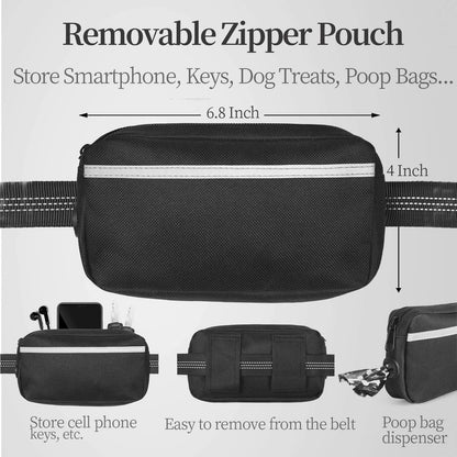 Hands-Free Dog Walking Leash with Zipper Pouch
